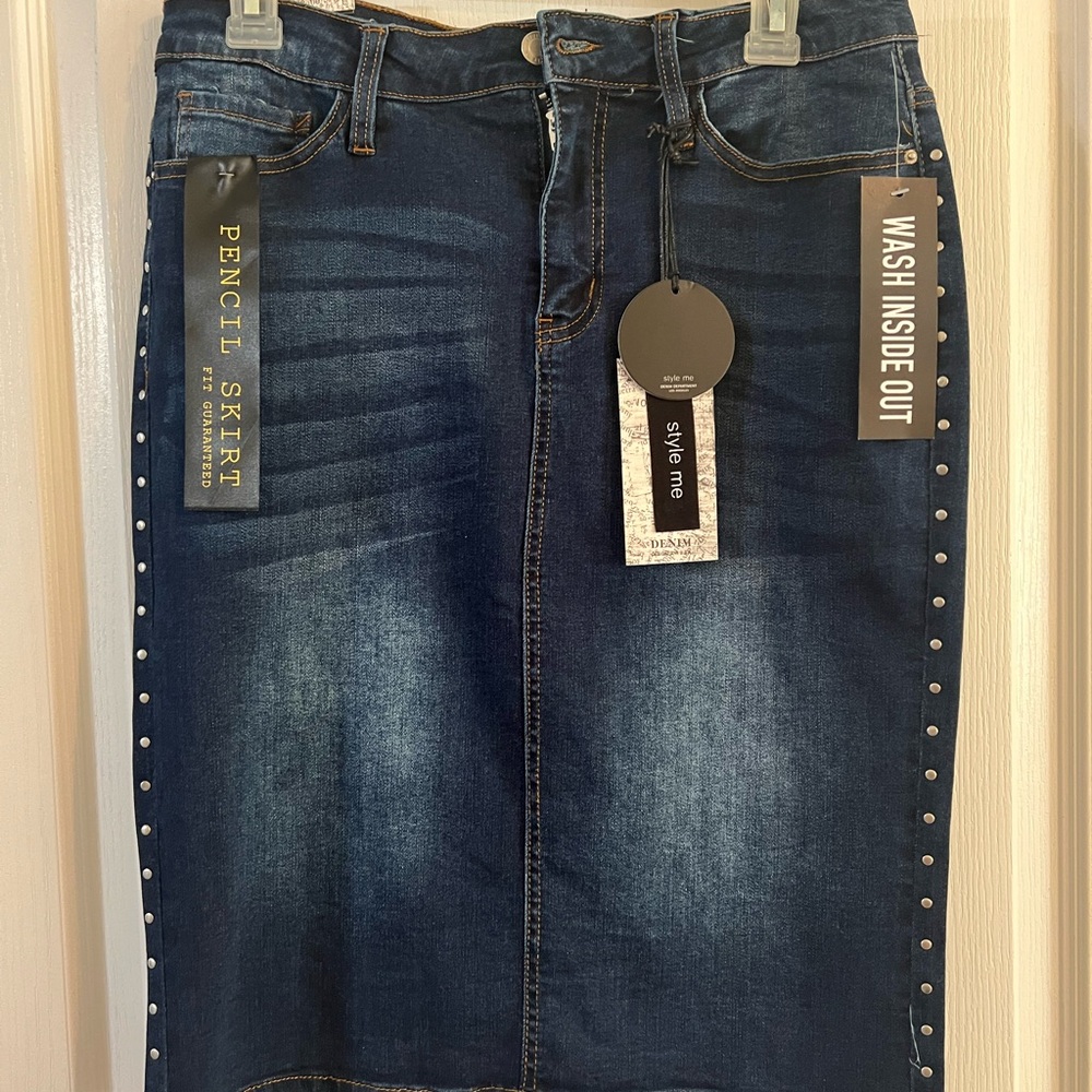 Style Me Stretch Rayon Denim Pencil Skirt